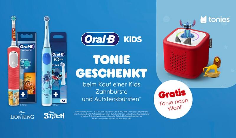 Oral-B Kinderzahnbürste: Toniebox Hörfigur geschenkt