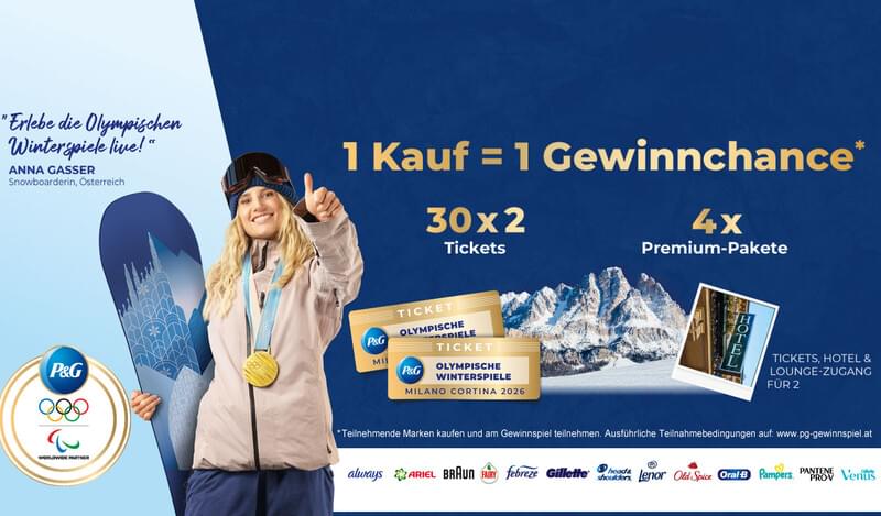 P&G: Tickets für die Olympischen Winterspiele 2026 gewinnen P&G: Tickets für die Olympischen Winterspiele 2026 gewinnen