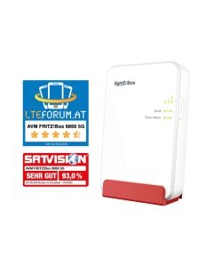 FRITZ!Box 6860 5G INT. - LTE-Modem, WLAN-Router (max. 2400 Mbit/s) & IP-Telefonanlage - weiß-rot
