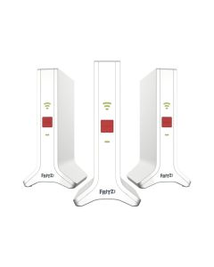 AVM FRITZ!Mesh Set 4200 3er - bestehend aus 3x AVM FRITZ!Repeater 3000 AX, 3x Netzteil sowie 3 x Slim-Ethernet-Kabel - weiß-rot
