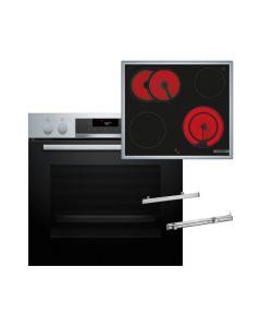 Bosch HEA171BS3 + NKN645GA2E + HEZ538000 - Einbau-Herd-Set mit Pyrolyse und 1fach Auszug - edelstahl