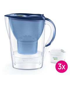 BRITA Marella Starterpaket - Tischwasserfilter 2,4l inkl. 3 MAXTRA Pro Kartusche - blau