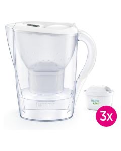 BRITA Marella Starterpaket - Tischwasserfilter 2,4l inkl. 3 MAXTRA Pro Kartusche - weiß