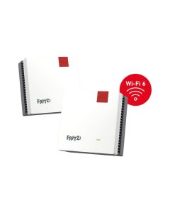 FRITZ!Mesh Set 1600 2er Edition International - bestehend aus 2x AVM FRITZ!Repeater 1200 AX sowie Slim-Ethernet-Kabel - weiß-rot