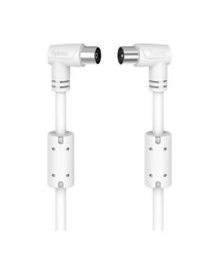 Hama Antennenkabel Koax-Stecker-Koax-Kupplung 90° 5m - TV-Antennenkabel 90dB 90° Winkel - weiß