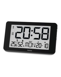 Hama Digitale Funkwanduhr "Kuba" - Funkwanduhr mit Thermometer/Hygrometer - schwarz