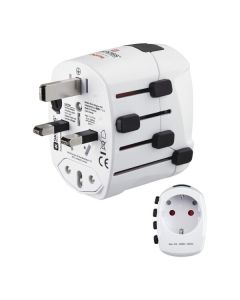 Hama Weltreisestecker World Travel Pro - Reiseadapter (2 & 3-polig) - weiß