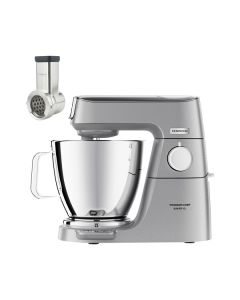 Kenwood KVL85.124SI Chef Backer XL + KAX643ME - Küchenmaschine inkl. Glas-Mixeraufsatz, 2. Rührschüssel & gratis Trommelraffel - silber