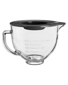 KitchenAid 5KSM5GB - Klarglas-Schüssel 4,8 Liter mit Griff + Silikondeckel - transparent