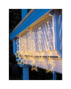 LED Eisregen-Lichtervorhang mit Sternen 63716 - 950 LEDs - warmweiß