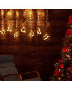 LED Lichterkette mit Sternen und Bäumen 79304 - weiß