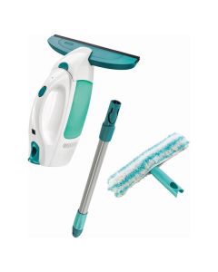 Leifheit Fenstersauger Dry&Clean Set - Akku-Fenstersauger mit Stiel und Einwascher - weiß