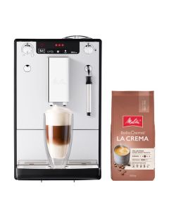 Melitta Caffeo Solo & milk + 1kg Kaffee - Kaffeevollautomat + Kaffee "Bella Crema" - silber
