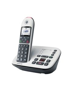 Motorola CD5011 DECT Voice - Großtasten-Schnurlostelefon mit Anrufbeantworter - grau-weiß