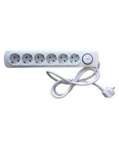 Nabo SL2601- Steckdosenleiste mit Schalter - 6-fach - Weiß