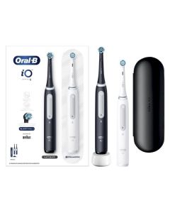 Oral-B iO Series 4 Duo Black/Quite White - elektrische Zahnbürste mit 2. Handteil - 1x schwarz-1x weiß