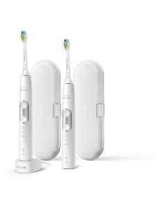 Philips HX7419/01 Sonicare 6500 - elektrische Schallzahnbürste mit 2. Handteil, inkl. 2 Reiseetuis - weiß-schwarz