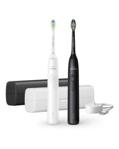 Philips HX7109/01 Sonicare 5300 - elektrische Schallzahnbürste mit 2. Handteil, inkl. 2 Reiseetuis - weiß-schwarz