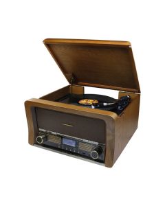 Soundmaster NR50 - Kompakt-Anlage im Holzkoffer mit DAB+ Plattenspieler, CD, UKW-Radio, Bluetooth, USB - braun
