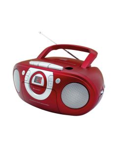 Soundmaster SCD5100RO - tragbares CD-Kassetten-Radio - rot-silber