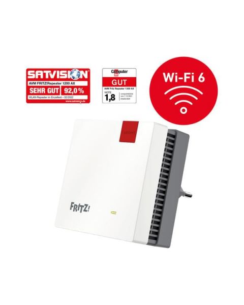 AVM FRITZ!Repeater 1200 AX - WLAN-Verstärker - Weiß-Grau-Rot