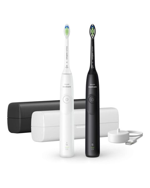 Philips HX7109/01 Sonicare 5300 - elektrische Schallzahnbürste mit 2. Handteil, inkl. 2 Reiseetuis - weiß-schwarz