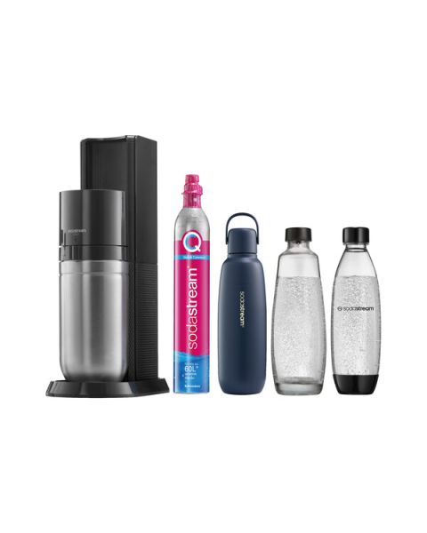 SodaStream DUO Allround Pack titan - Wassersprudler inkl. 1 Glasflasche, 1 Kunststoff- Flasche & 1 Metallflasche Fizz&Go - titan